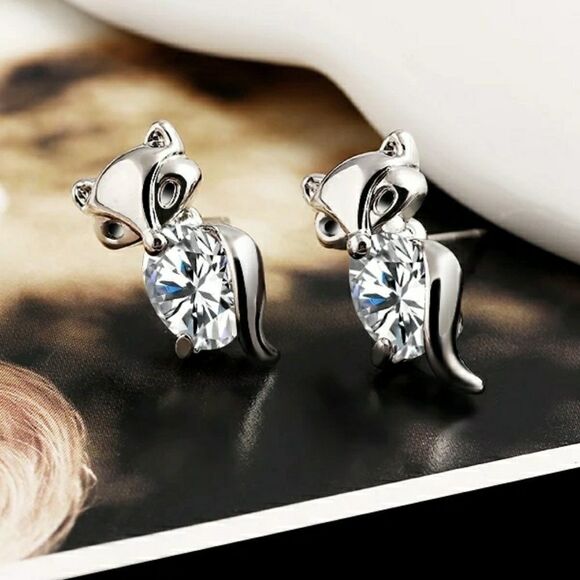 Fox Stud Earrings. - Picture 2 of 2